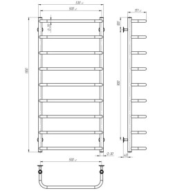 Электрический полотенцесушитель Deffi Стандарт П9 500х1100 левое подключение JD03 хром C.SS.110.50.9.E.C.L.1