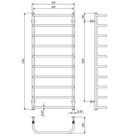 Электрический полотенцесушитель Deffi Стандарт П10 500х1200 правое подключение хром C.SS.120.50.10.E.C.R.5