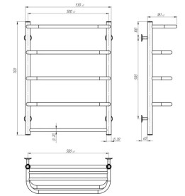 Электрический полотенцесушитель Deffi Стандарт с полкой П5 500х700 правое подключение JD03 хром C.SP.70.50.5.E.C.R.1