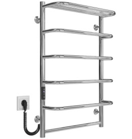 Электрический полотенцесушитель Deffi Стандарт с полкой П6 500х800 левое подключение JD03 хром C.SP.80.50.6.E.C.L.1