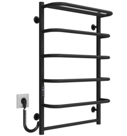 Электрический полотенцесушитель Deffi Стандарт с полкой П6 500х800 левое подключение JD03 черный C.SP.80.50.6.E.B.L.1