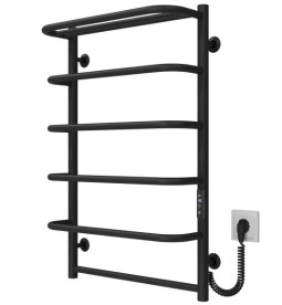 Электрический полотенцесушитель Deffi Стандарт с полкой П6 500х800 правое подключение JD03 черный C.SP.80.50.6.E.B.R.1