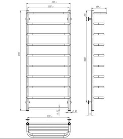 Електрична сушарка для рушників Deffi Стандарт з полицею П10 500х1200 ліве підключення JD03 хром C.SP.120.50.10.E.C.L.1