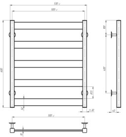 Электрический полотенцесушитель Deffi Silvia П5 500х600 E левое подключение JD04 хром A.SV.60.50.5.E.C.L.2