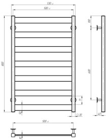Электрический полотенцесушитель Deffi Silvia П7 500х800 E левое подключение JD04 черный A.SV.80.50.7.E.B.L.2