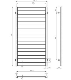 Электрический полотенцесушитель Deffi Silvia П9 500х1000 E правое подключение JD04 хром A.SV.100.50.9.E.C.R.2