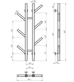 Електрична сушарка для рушників Deffi Sakura П6 100х800 E ліве підключення JD04 чорний A.SR.80.10.6.E.B.L.2