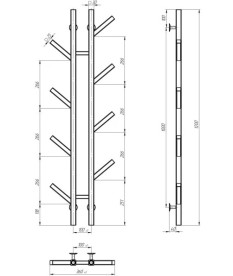 Електрична сушарка для рушників Deffi Sakura П8 100х1200 E праве підключення JD04 чорний A.SR.120.10.8.E.B.R.2