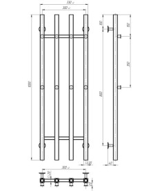 Электрический полотенцесушитель Deffi Split П4 300х1000 правое подключение JD04 хром A.SP.100.30.4.E.C.R.2