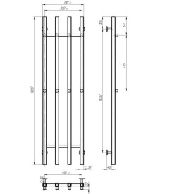 Электрический полотенцесушитель Deffi Split П4 300х1200 левое подключение JD04 черный A.SP.120.30.4.E.B.L.2