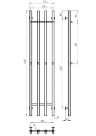 Электрический полотенцесушитель Deffi Split П4 300х1400 правое подключение JD04 хром A.SP.140.30.4.E.C.R.2