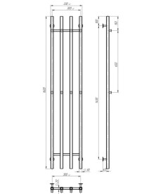 Электрический полотенцесушитель Deffi Split П4 300х1600 левое подключение JD04 черный A.SP.160.30.4.E.B.L.2