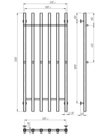 Электрический полотенцесушитель Deffi Split П6 500х1200 правое подключение WD04 белый A.SP.120.50.6.E.W.R.4