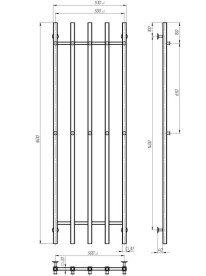 Електросушарка для рушників Deffi Split П5 500х1600 ліве підключення WD04 білий A.SP.160.50.5.E.W.L.4