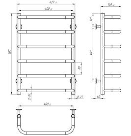 Електрична сушарка для рушників Deffi Стандарт П6 400х600 ліве підключення EF16 чорний D.SS.60.40.6.E.B.L.5