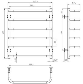 Электрический полотенцесушитель Deffi Стандарт П6 500х600 правое подключение EF16 черный D.SS.60.50.6.E.B.R.5