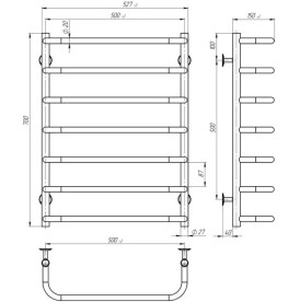 Електрична сушарка для рушників Deffi Стандарт П7 500х700 праве підключення EF16 білий D.SS.70.50.7.E.W.R.5