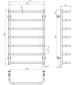 Електрична сушарка для рушників Deffi Стандарт П7 500х800 ліве підключення EF16 білий D.SS.80.50.7.E.W.L.5