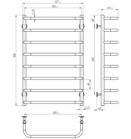 Електрична сушарка для рушників Deffi Стандарт П8 500х800 праве підключення EF16 білий D.SS.80.50.8.E.W.R.5