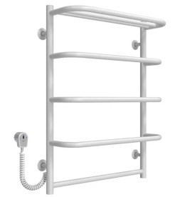 Электрический полотенцесушитель Deffi Стандарт с полкой П5 500х700 левое подключение EF16 белый D.SP.70.50.5.E.W.R.5