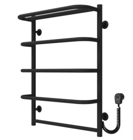 Електрична сушарка для рушників Deffi Стандарт із полицею П5 500х700 праве підключення EF16 чорний D.SP.70.50.5.E.B.R.5