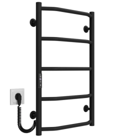 Електрична сушарка для рушників Deffi Трапеція П5 400х700 ліве підключення JD03 чорний C.TR.70.40.5.E.B.L.1