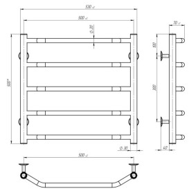 Електричний сушарка для рушників Deffi Трапеція П5 500х500 ліве підключення білий C.TR.50.50.5.E.W.L.5