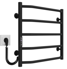 Електрична сушарка для рушників Deffi Трапеція П5 500х500 ліве підключення JD03 чорний C.TR.50.50.5.E.B.L.1