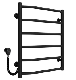 Електричний сушарка для рушників Deffi Трапеція П6 500х600 ліве підключення чорний C.TR.60.50.6.E.B.L.5