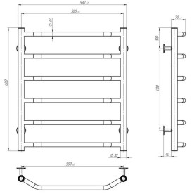 Электрический полотенцесушитель Deffi Трапеция П6 500х600 левое подключение WD03 белый C.TR.60.50.6.E.W.L.3