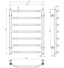 Электрический полотенцесушитель Deffi Трапеция П7 500х700 левое подключение JD03 хром C.TR.70.50.7.E.C.L.1