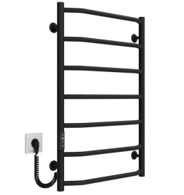 Електрична сушарка для рушників Deffi Трапеція П7 500х800 ліве підключення JD03 чорний C.TR.80.50.7.E.B.L.1