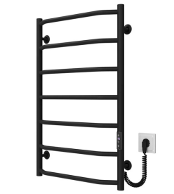 Електрична сушарка для рушників Deffi Трапеція П7 500х800 правильне підключення JD03 чорний C.TR.80.50.7.E.B.R.1