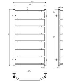 Електричний сушарка для рушників Deffi Трапеція П8 500х900 ліве підключення чорний C.TR.90.50.8.E.B.L.5