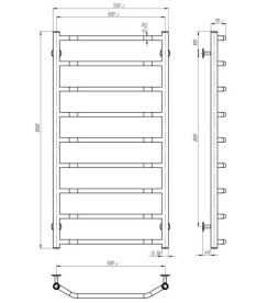 Электрический полотенцесушитель Deffi Трапеция П9 500х1000 правое подключение JD03 черный C.TR.100.50.9.E.B.R.1