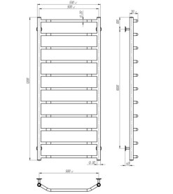 Електрична сушарка для рушників Deffi Трапеція П11 500х1200 праве підключення чорний C.TR.120.50.11.E.B.R.5
