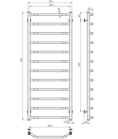 Электрический полотенцесушитель Deffi Трапеция П12 500х1300 правое подключение WD03 белый C.TR.130.50.12.E.W.R.3