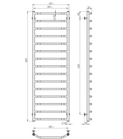 Электрический полотенцесушитель Deffi Трапеция П15 500х1600 правое подключение JD03 черный C.TR.160.50.15.E.B.R.1