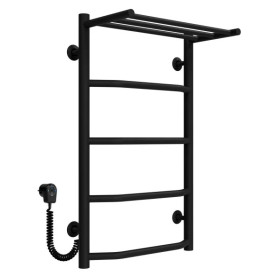 Электрический полотенцесушитель Deffi Трапеция с полкой П5 400х700 левое подключение черный C.TP.70.40.5.E.B.L.5