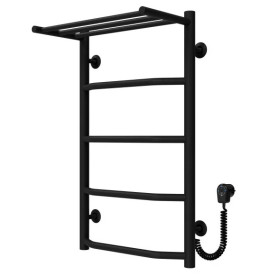 Електрична сушарка для рушників Deffi Трапеція з полицею П5 400х700 праве підключення чорний C.TP.70.40.5.E.B.R.5