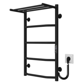 Электрический полотенцесушитель Deffi Трапеция с полкой П5 400х700 правое подключение JD03 черный C.TP.70.40.5.E.B.R.1