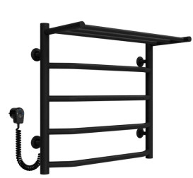 Електрична сушарка для рушників Deffi Трапеція з полицею П5 500х500 ліве підключення чорний C.TP.50.50.5.E.B.L.5