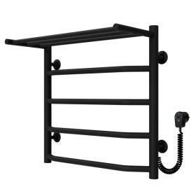 Электрический полотенцесушитель Deffi Трапеция с полкой П5 500х500 правое подключение черный C.TP.50.50.5.E.B.R.5