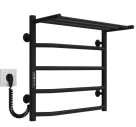 Электрический полотенцесушитель Deffi Трапеция с полкой П5 500х500 левое подключение JD03 черный C.TP.50.50.5.E.B.L.1