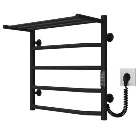 Електрична сушарка для рушників Deffi Трапеція з полицею П5 500х500 праве підключення JD03 чорний C.TP.50.50.5.E.B.R.1