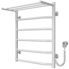 Електрична сушарка для рушників Deffi Трапеція з полицею П6 500х600 праве підключення білий C.TP.60.50.6.E.W.R.5