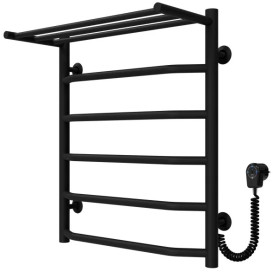 Електрична сушарка для рушників Deffi Трапеція з полицею П6 500х600 праве підключення чорний C.TP.60.50.6.E.B.R.5