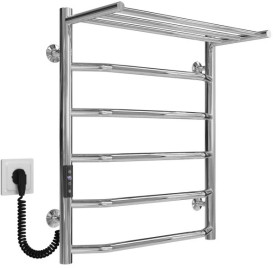 Електрична сушарка для рушників Deffi Трапеція з полицею П6 500х600 ліве підключення JD03 хром C.TP.60.50.6.E.C.L.1