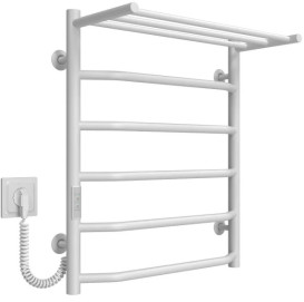 Електрична сушарка для рушників Deffi Трапеція з полицею П6 500х600 ліве підключення WD03 білий C.TP.60.50.6.E.W.L.3