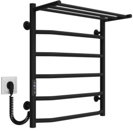 Електрична сушарка для рушників Deffi Трапеція з полицею П6 500х600 ліве підключення JD03 чорний C.TP.60.50.6.E.B.L.1